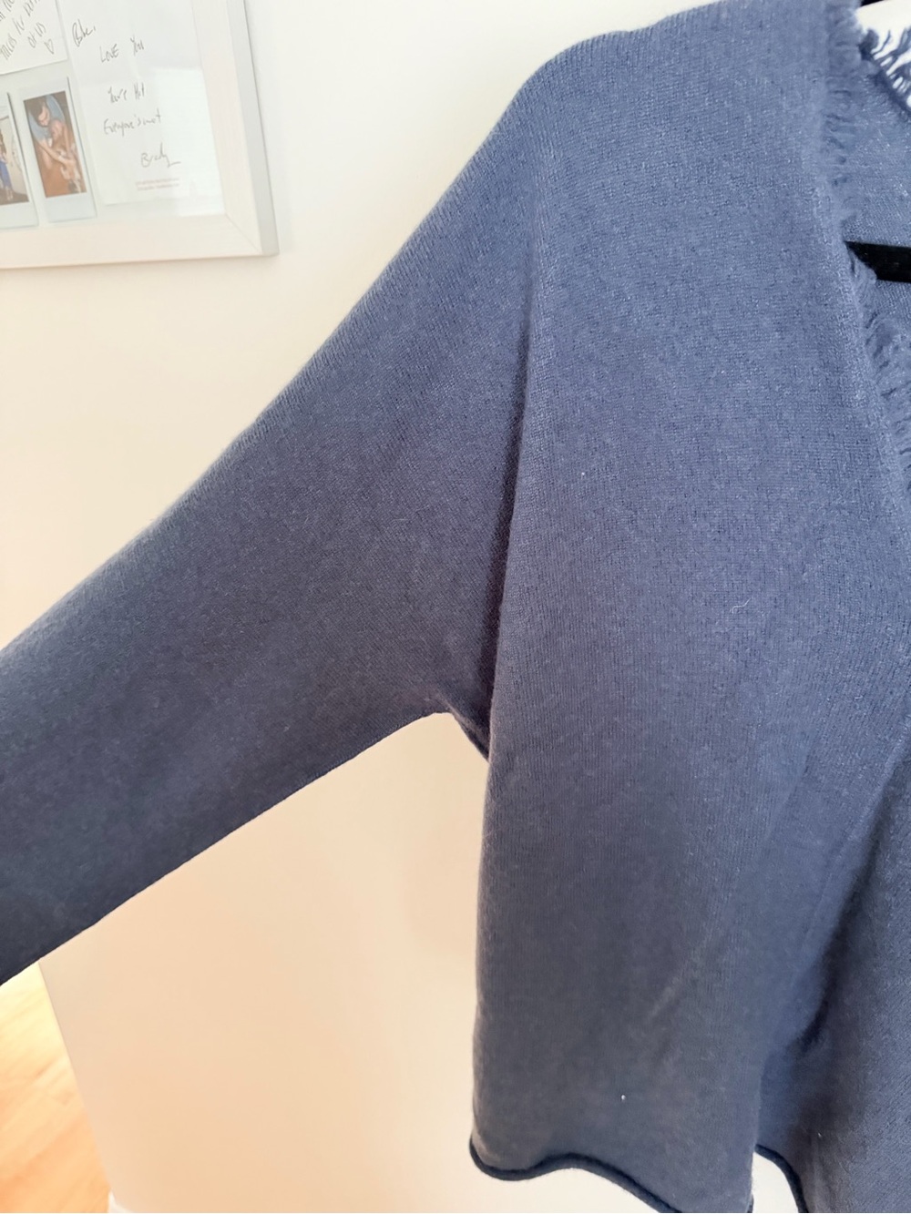 Vince Frayed V-Neck Long Sleeve Sweater - Navy - Picture 4 of 7